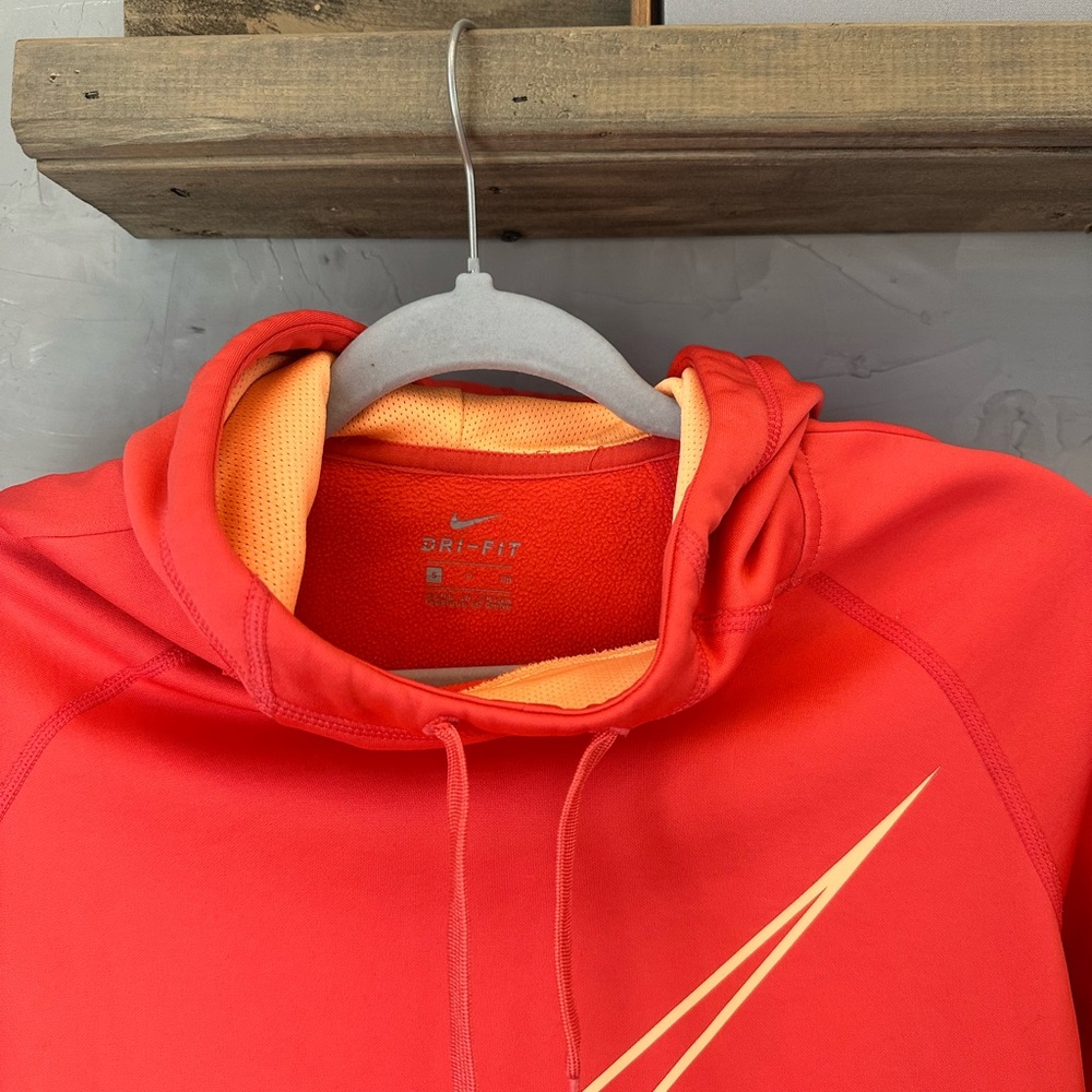 Nike Dri Fit Pullover Hoodie Womens Medium Ember Glow Swoosh Training sz S - Picture 3 of 11